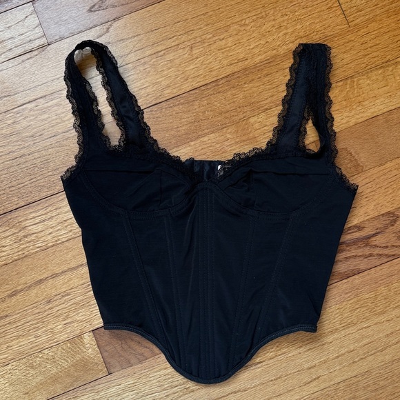 SHEIN Tops - SHEIN Bae Black Lace Trim Corset Top